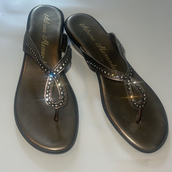 Athena Alexander dark grayish brown rhinestone sandals 40 8 1/2 - Picture 1 of 4